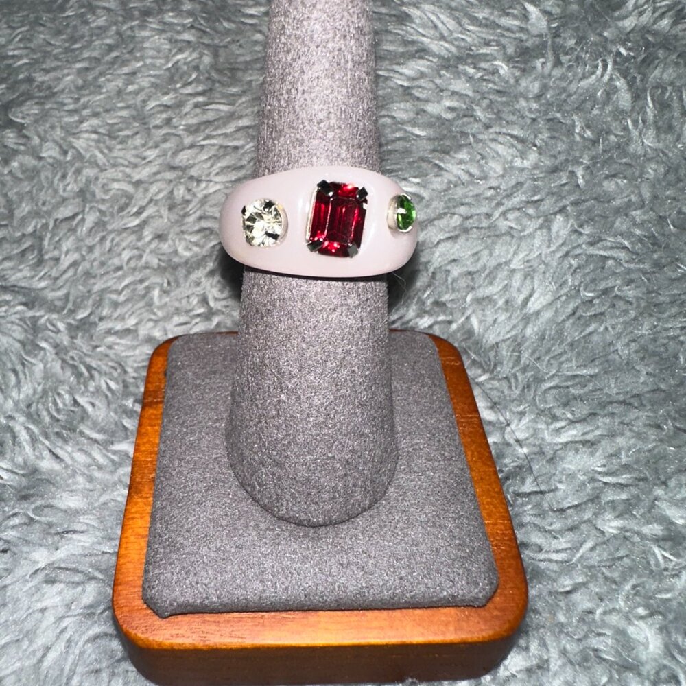 Jelly Ring sz 6.5 Pink with CZ stones